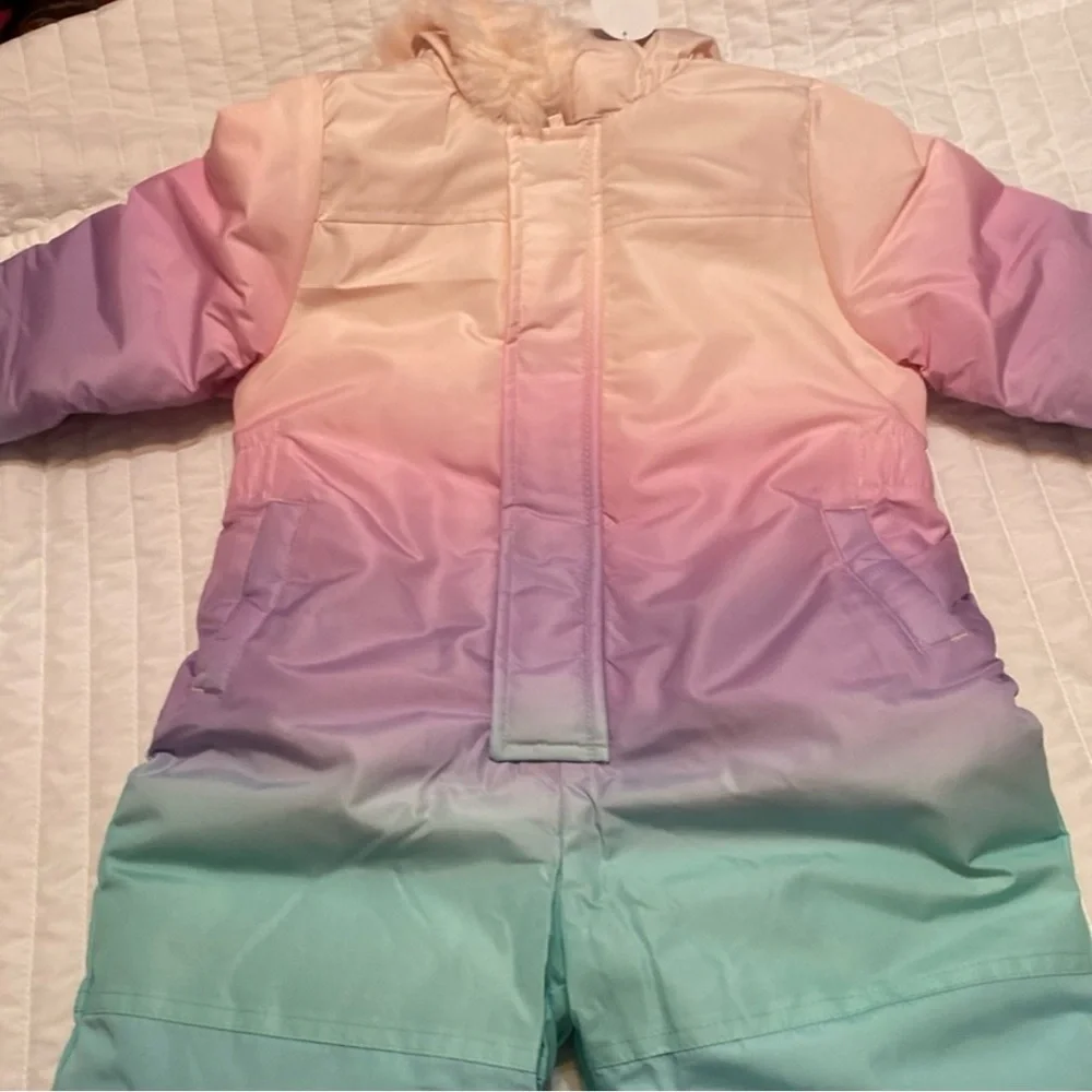 Carter’s 24M Girls Snowsuit Pink Mint Ombre Hooded Winter Coat One Piece
